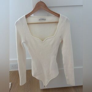 Abercrombie Ivory Ribbed Knit bodysuit